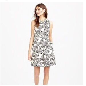 J. Crew Cream and Black Linen Polynesian Mini-Dress